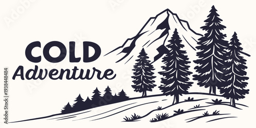 Majestic mountains and a cozy cabin in a serene winter wonderland landscape Vector