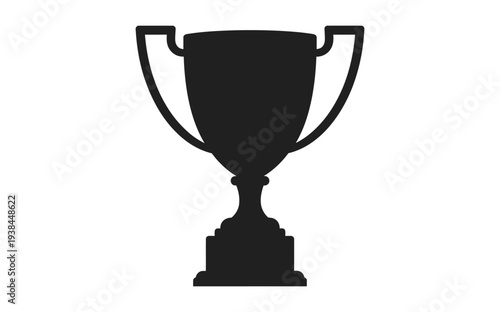 A black trophy silhouette on a white background symbolizing achievement and success
