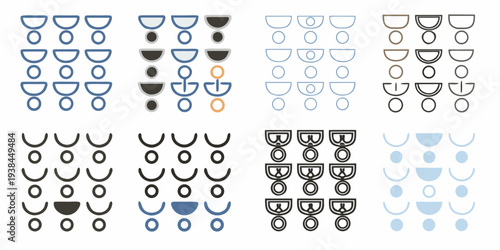 Collection of minimalist face and moon phase icon variations