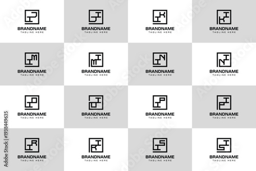 Letters IJ IK IM IN IO IP IR IS Logo Set, for JI KI MINI OI PI RI SI Initials