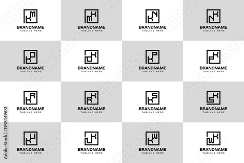 Letters KM KN KO KP KR KS KU KW Logo Set, for MK NK OK PK RK SK UK WK Initials
