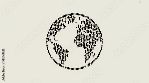 Diverse crowd forming a globe representing unity and global community on a neutral background