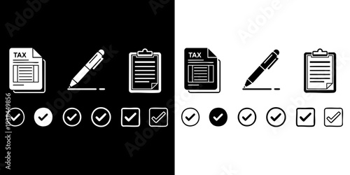 Business checklist and tax documents with checkmarks