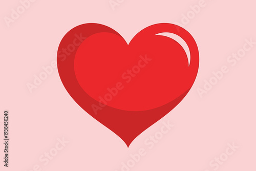Vibrant red heart symbol on soft pink background