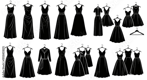Black Dresses Collection Silhouette Fashion Apparel Style Outfit