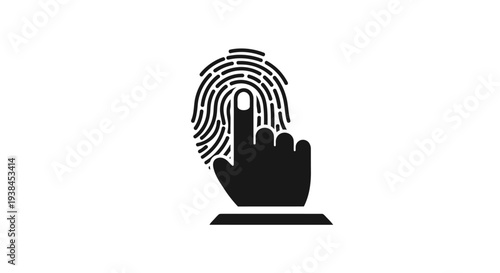 Biometric Fingerprint Scan Hand Icon.