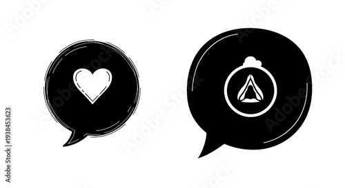 Black and white chat bubbles icons.