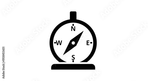 Black and white compass navigation tool.