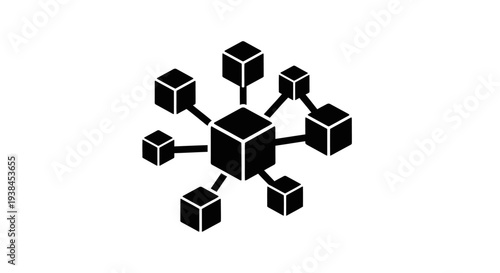 Black and white cube network structure.