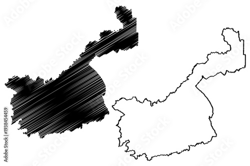 Kakamega County (Republic of Kenya, Western Province) map vector illustration, scribble sketch Kakamega map