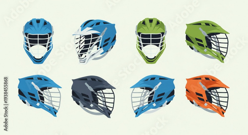 Collection of Lacrosse Helmets in Various Colors and Styles.