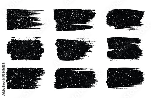 Vector brush paint stroke set. Black ink marker lines, stripes, smears. Letterpress stroke bg. Dry brush texture. Grunge paint lines, rough drawn elements. Sketch stamp frames. Highlight stripes