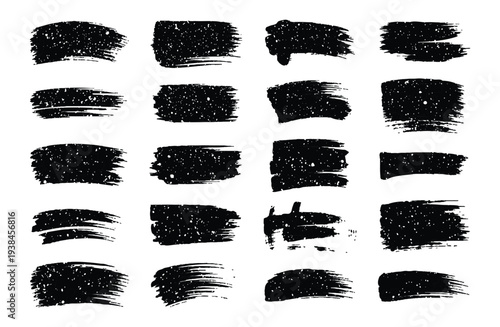 Brush line set. Vector calligraphy paint strokes. Vintage Chinese brushstrokes collection. Straight long hand drawn stripes background. Abstract black ink grungy lines, borders, emphasis underlines