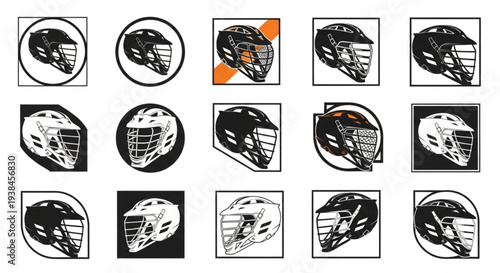 Collection of Lacrosse Helmets in Various Styles and Colors.