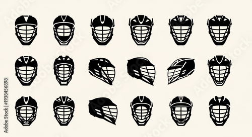 Collection of Lacrosse Helmets in Various Styles and Angles.