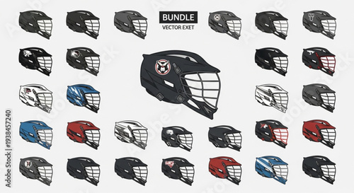 Collection of Lacrosse Helmets in Various Colors and Styles.