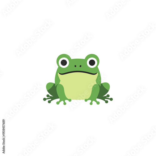 A cute, cartoon-style illustration of a green frog with big eyes.