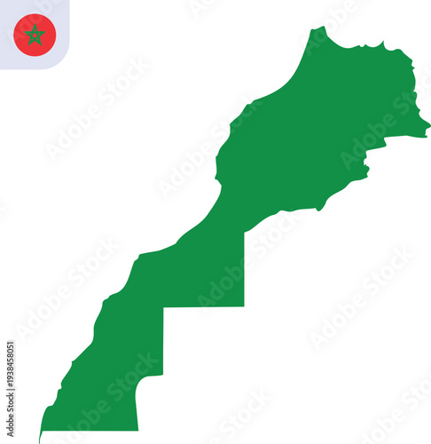 Morocco Map Vector Illustration with Clean Green Country Silhouette Shape Isolated on Transparent Background, Hand Made Geography Design of Moroccan Territory in North Africa, AI EPS10 JPG PNG