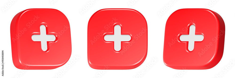 Fototapeta premium plus add icon button 3d rendering app web