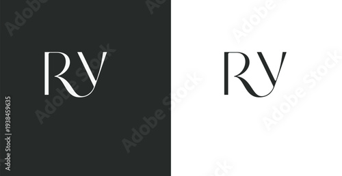 Elegant RY letter monogram logo vector in refined serif style for l...