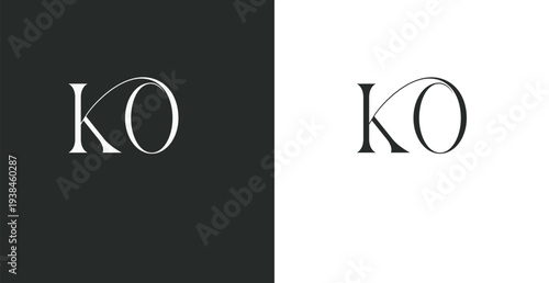 Elegant KO letter monogram logo vector with classic serif styling f...