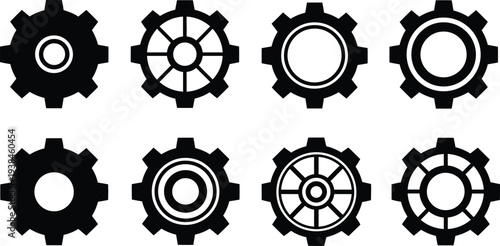 Set of 8 gear icons vector