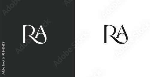 Elegant RA letter monogram logo vector with refined serif lettering...