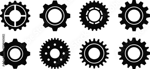 Set of 7 gear icons vector