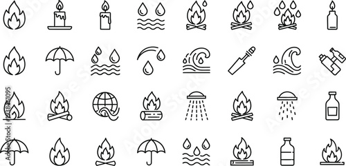 Collection of weather and environmental icons