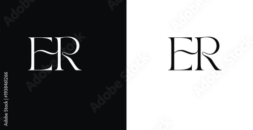 Elegant ER letter monogram logo vector in refined serif style for l...