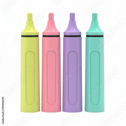 Four colorful highlighters side by side markers pens