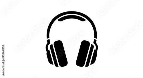 Minimalist black headphones graphic for digital audio, music entertainment, and sound technology concepts
