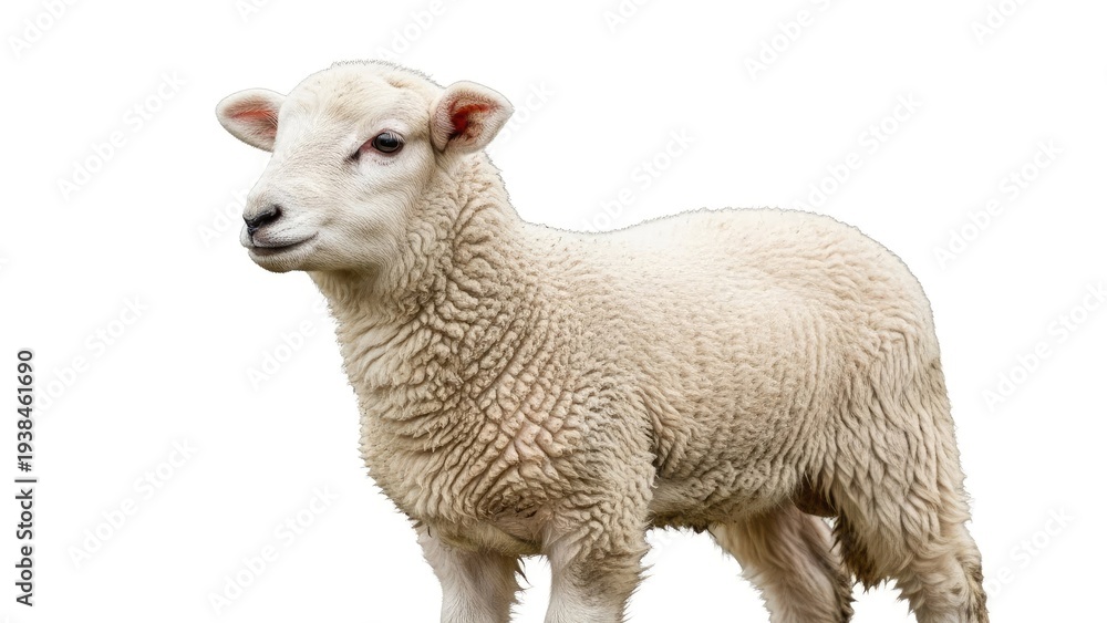 Obraz premium Young lamb isolated on white background for design and advertising