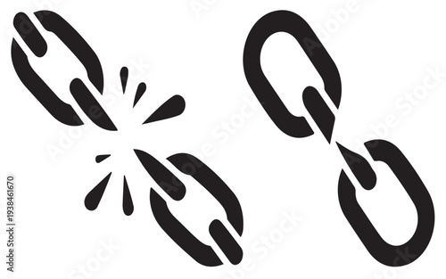 "Chain Link Icons – Broken and Intact Connection Symbols"