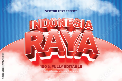 3D Red Bold Indonesia Raya Text Effect