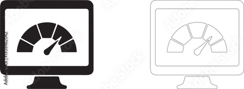 Dashboard gauge. Speedometer vector icon.