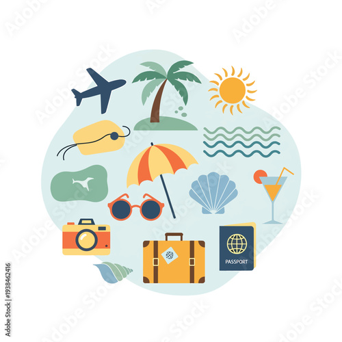 Travel Essentials and Vacation Icons