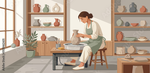 Ceramic Studio Vector Illustration