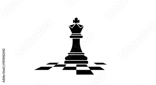 Black chess king piece standing alone.