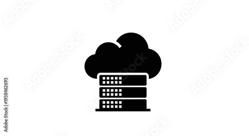 Black Cloud Server Hosting Icon Design.