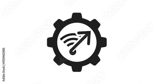 Black gear icon with wifi signal.