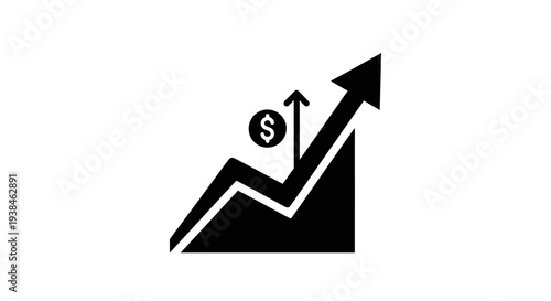 Black graph icon with dollar sign.
