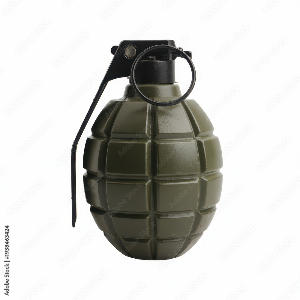 Fototapeta premium Dark green grenade with black pin military