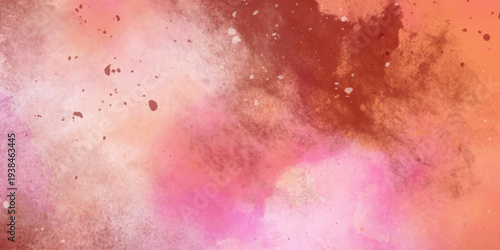 Galaxy theme space abstract background, contrast colorful smoke effect, open space, stars, alcohol ink deocration . Colorful bright ink and watercolor textures on white orange pink paper background. 