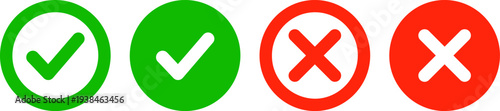 Green checkmark and red cross icons set