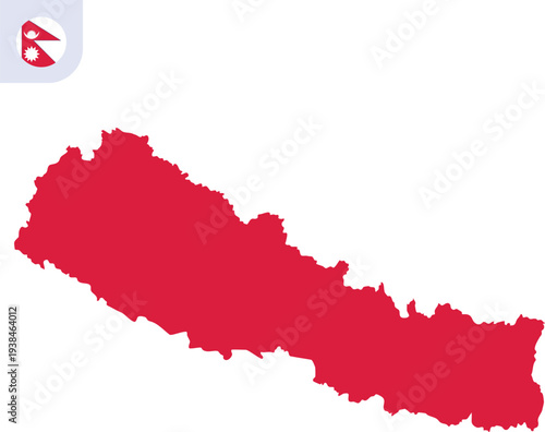 Nepal Map Vector Illustration with Clean Red Country Silhouette Shape Isolated on Transparent Background, Hand Made Geography Design of Nepali Territory in South Asia, AI EPS10 JPG PNG