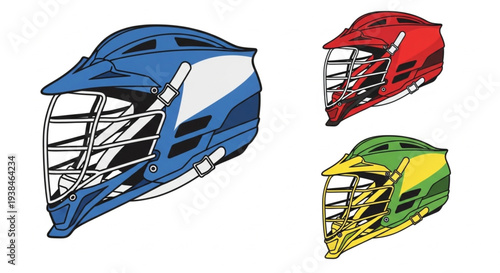 Lacrosse Helmets Collection Blue Red Green Sports Gear.