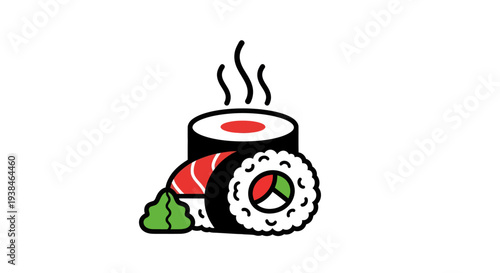 Sushi roll illustration on white