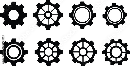Set of 8 gear icons vector