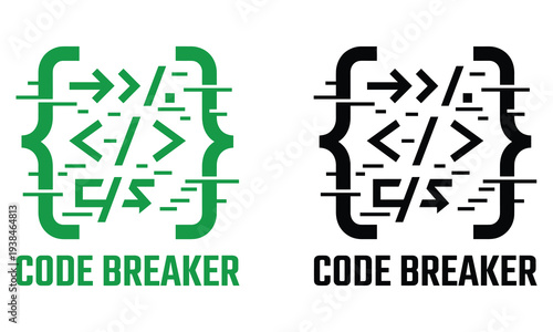 Code breaker symbols for coding and hacking concepts